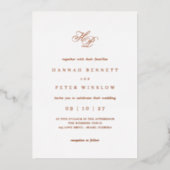 Romantisch Schrift Monogram Initiaal Huwelijk Folie Uitnodiging (Voorkant)