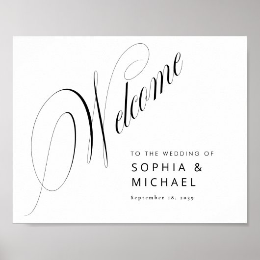 Romantisch Schrifttype Calligraphy Trouw Welkomstb Poster (Voorkant)