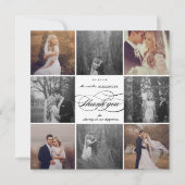 Romantisch Script 8-Foto Elegant Huwelijksontwerp Bedankkaart (Voorkant)