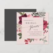 Romantisch Script Bridal Bouquet Roze Vrijgezellen Kaart (Voorkant / Achterkant)