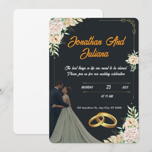 Romantisch script bruiloft uitnodiging (Voorkant / Achterkant)