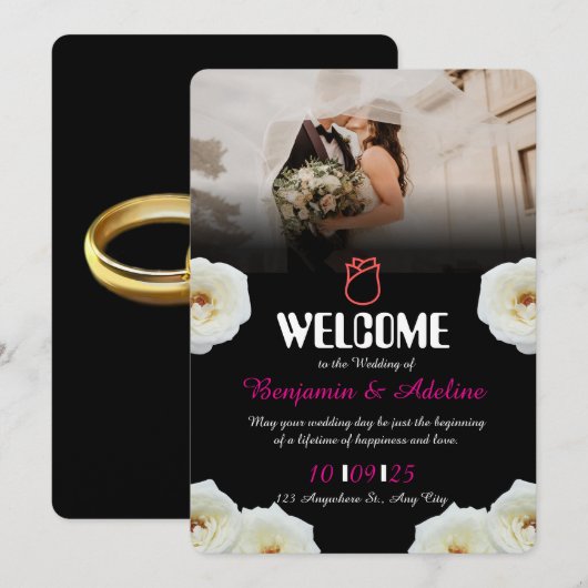 Romantisch script bruiloft uitnodiging (Voorkant / Achterkant)