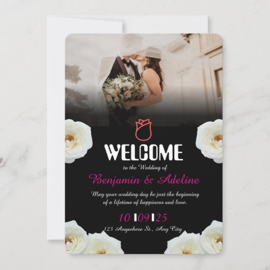 Romantisch script bruiloft uitnodiging (Voorkant)