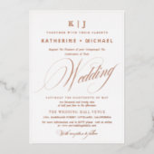 Romantisch Script Calligrafie Monogram Gold Weddin Folie Uitnodiging (Voorkant)