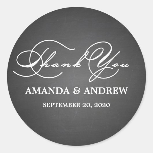 Romantisch Script Dank u huwelijksgunstiglabels Ronde Sticker (Voorkant)