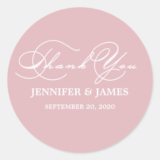 Romantisch Script Dank u Wedding Favor Label (Voorkant)