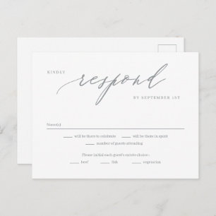 Romantisch script Editable Color RSVP Reply Card Briefkaart