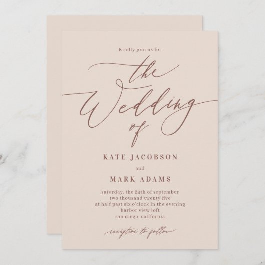 Romantisch script EDITABLE COLOR Wedding Invitatio Bedankkaart (Voorkant / Achterkant)