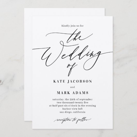 Romantisch script EDITABLE COLOR Wedding Invitatio Bedankkaart (Voorkant / Achterkant)