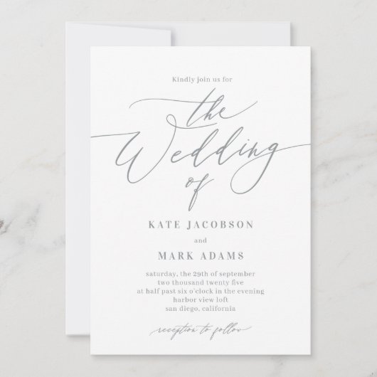 Romantisch script EDITABLE COLOR Wedding Invitatio Kaart (Voorkant)