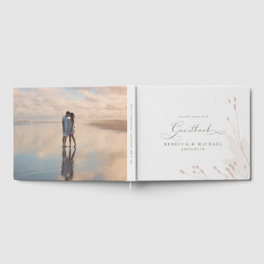 Romantisch Script Foto Blush Waterverf bruiloft Gastenboek (Volledig)