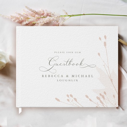 Romantisch Script Foto Blush Waterverf bruiloft Gastenboek