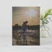 Romantisch Script Foto Bruiloft Alles in één Kaart (Staand voorkant)