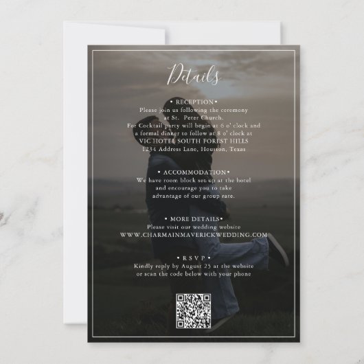 Romantisch Script Foto Bruiloft Alles in één Kaart (Achterkant)