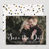 Romantisch script | Foto save the date aankondigin (Voorkant / Achterkant)