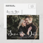 Romantisch script | Foto Save the Date Briefkaart (Voorkant / Achterkant)