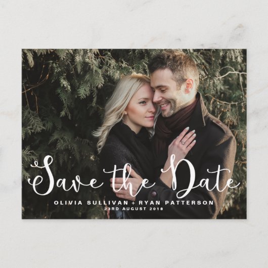Romantisch script | Foto Save the Date Briefkaart (Voorkant)