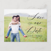 Romantisch Script Foto Sla de datum op Briefkaart (Voorkant)