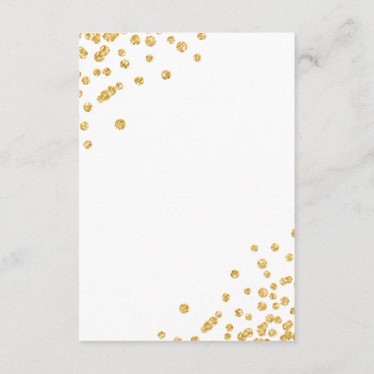 Romantisch Script Gold Confetti Wedding Details Informatiekaartje (Achterkant)