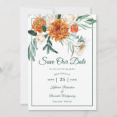 Romantisch Script Groen Herfst Bloemen Huwelijksfo Save The Date (Voorkant)