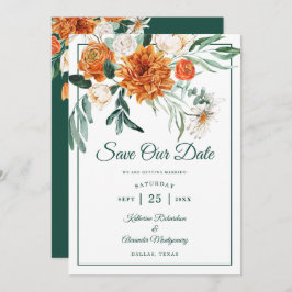 Romantisch Script Groen Herfst Bloemen Huwelijksfo Save The Date