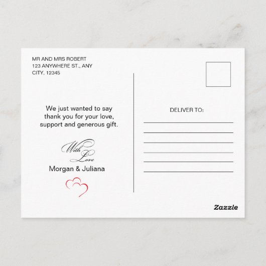 Romantisch Script Hart Trouwfoto Briefkaart (Achterkant)