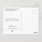 Romantisch script hart trouwfoto dank je bericht briefkaart (Achterkant)
