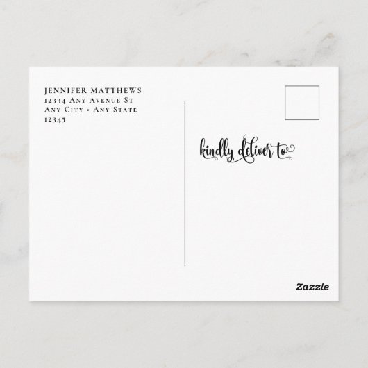 Romantisch script | Kalligrafie Bewaar de datum Briefkaart (Achterkant)