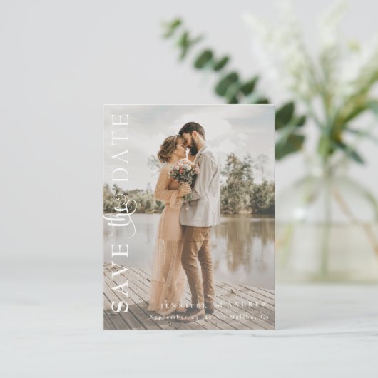 Romantisch script | Kalligrafie Bewaar de datum Briefkaart (Staand voorkant)