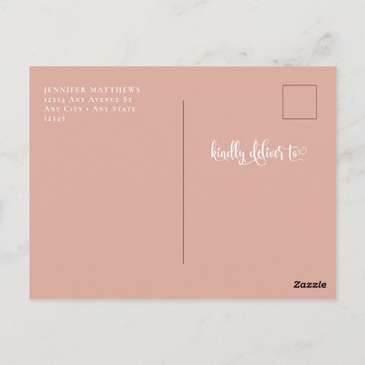 Romantisch script | Kalligrafie Bewaar de datum Briefkaart (Achterkant)