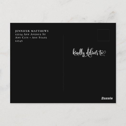 Romantisch script | Kalligrafie Bewaar de datum Briefkaart (Achterkant)