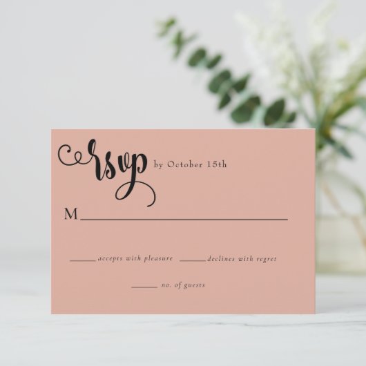 Romantisch script | Kalligrafie bruiloft RSVP Kaartje (Staand voorkant)