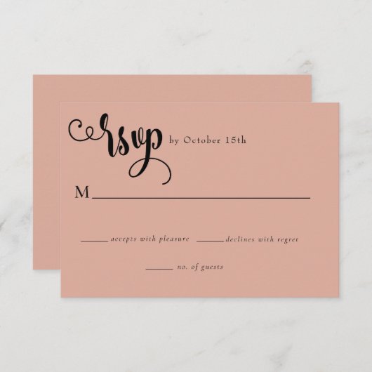 Romantisch script | Kalligrafie bruiloft RSVP Kaartje (Voorkant / Achterkant)
