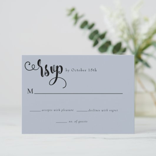 Romantisch script | Kalligrafie bruiloft RSVP Kaartje (Staand voorkant)