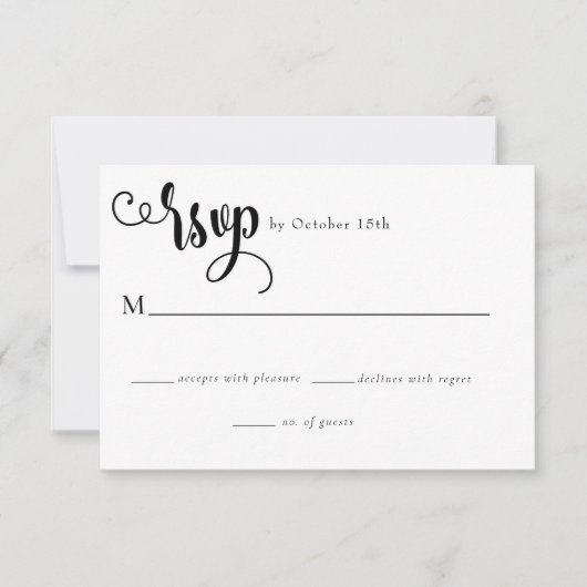 Romantisch script | Kalligrafie bruiloft RSVP Kaartje (Voorkant)