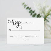 Romantisch script | Kalligrafie bruiloft RSVP Kaartje (Staand voorkant)