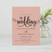 Romantisch script | Kalligrafie bruiloft uitnodigi Kaart (Staand voorkant)