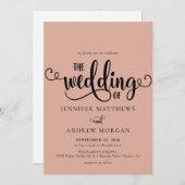 Romantisch script | Kalligrafie bruiloft uitnodigi Kaart (Voorkant / Achterkant)