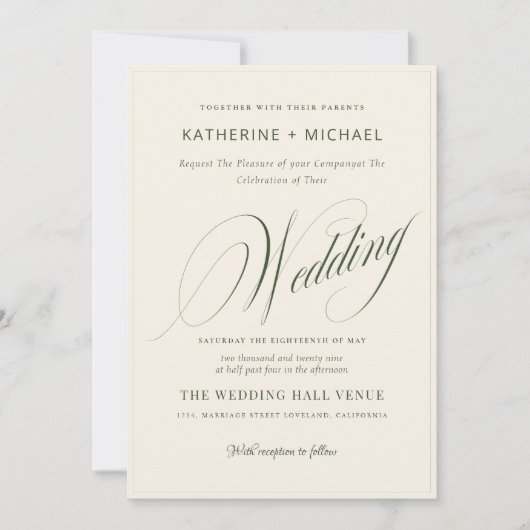 Romantisch Script Kalligrafie & Details QRcode Huw Kaart (Voorkant)