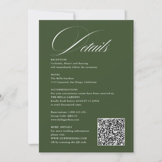 Romantisch Script Kalligrafie & Details QRcode Huw Kaart (Achterkant)