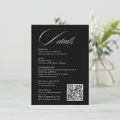 Romantisch Script Kalligrafie Details QRcode Huwel Informatiekaartje (Staand voorkant)