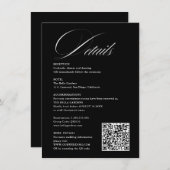 Romantisch Script Kalligrafie Details QRcode Huwel Informatiekaartje (Voorkant / Achterkant)