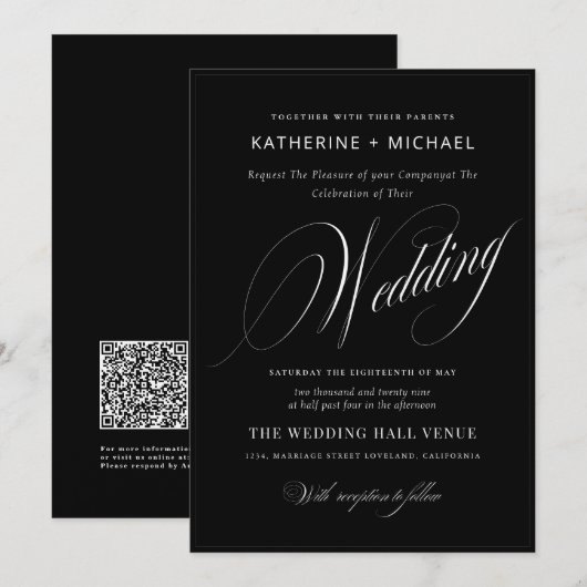 Romantisch Script Kalligrafie Eenvoudige & Chic br Kaart (Voorkant / Achterkant)