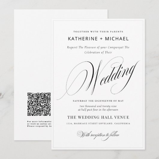 Romantisch Script Kalligrafie Eenvoudige & Chic br Kaart (Voorkant / Achterkant)