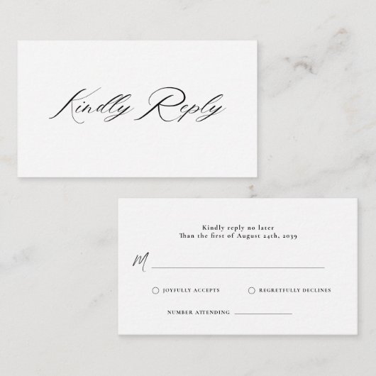 Romantisch Script Kalligrafie QR Code Wedding RSVP Informatiekaartje (Voorkant / Achterkant)