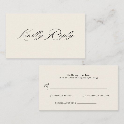 Romantisch Script Kalligrafie QR Code Wedding RSVP Informatiekaartje (Voorkant / Achterkant)