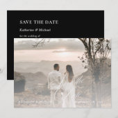 Romantisch Script Kalligrafie Voeg foto bruiloft t Save The Date (Voorkant / Achterkant)