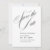 Romantisch Script Kalligrafie Voeg foto toe Huweli Save The Date (Voorkant)