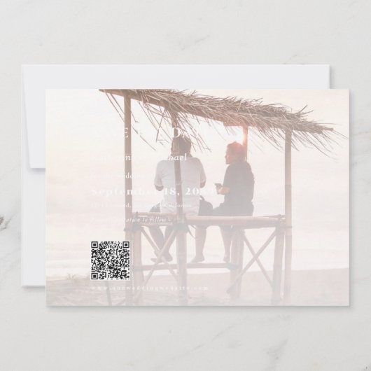 Romantisch Script Kalligrafie Voeg foto toe Huweli Save The Date (Achterkant)