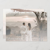 Romantisch Script Kalligrafie Voeg foto toe Huweli Save The Date (Voorkant / Achterkant)